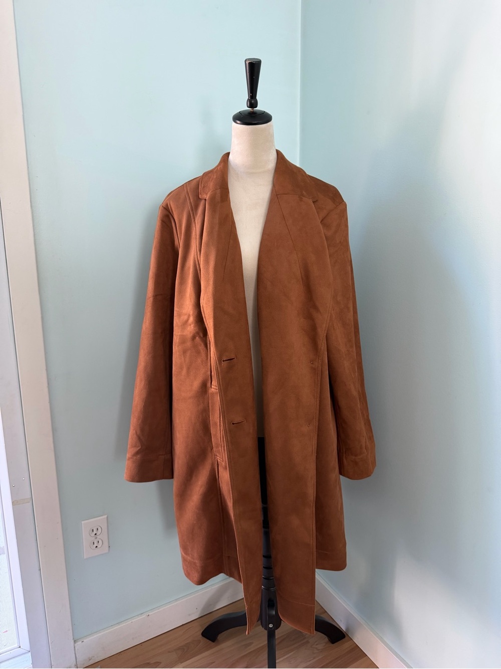 J.Jill Womens 3X Nutmeg Faux Suede Knee Length Coat Jacket NEW Autumn MSRP $149